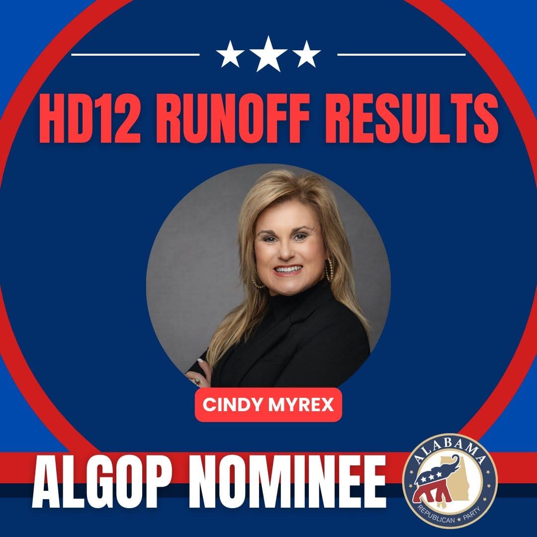 Update: Cindy Myrex Wins House District 12 Republican Runoff in Cullman County with 58.5% of Vote