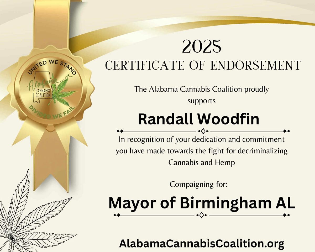 Alabama Cannabis Coalition Endorses Randall Woodfin for Mayor of Birmingham