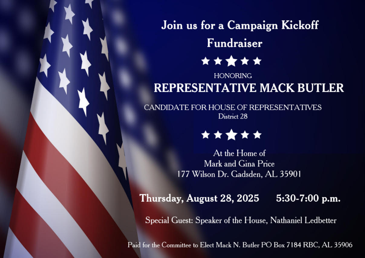 Alabama State Rep. Mack Butler Kick-Off Event Scheduled for August 28