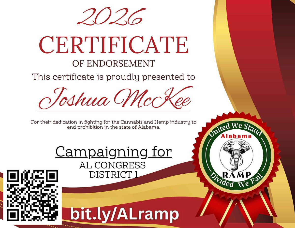 Alabama Republicans Against Marijuana Prohibition Endorse Joshua McKee in AL-1 Congressional Race