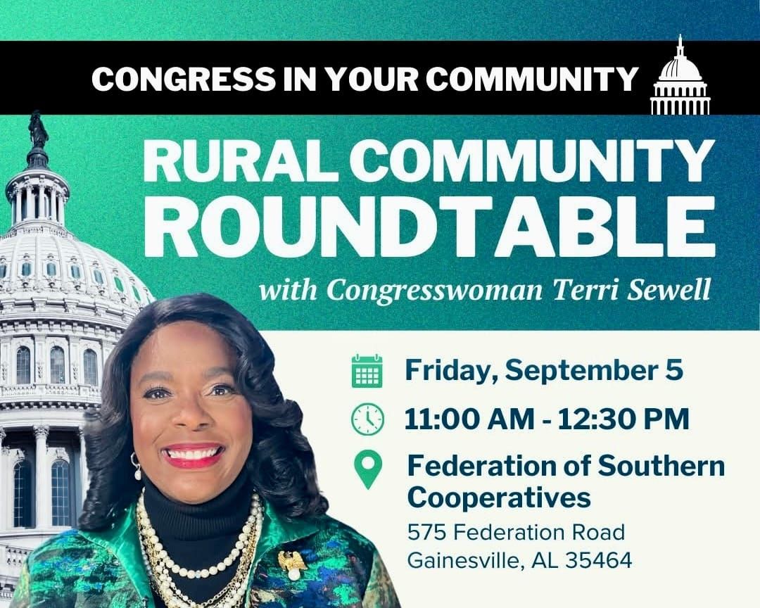 Rep. Terri Sewell to Host Rural Roundtable in Sumter County on Sept 5