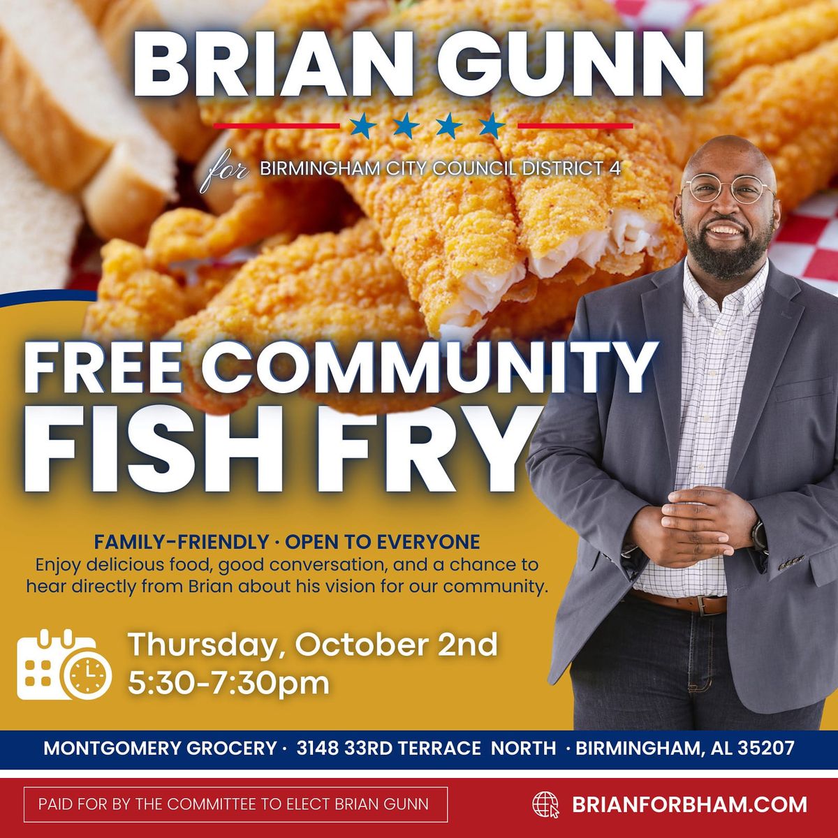 Birmingham City Council Candidate Brian Gunn to Host Community Fish Fry Oct. 2