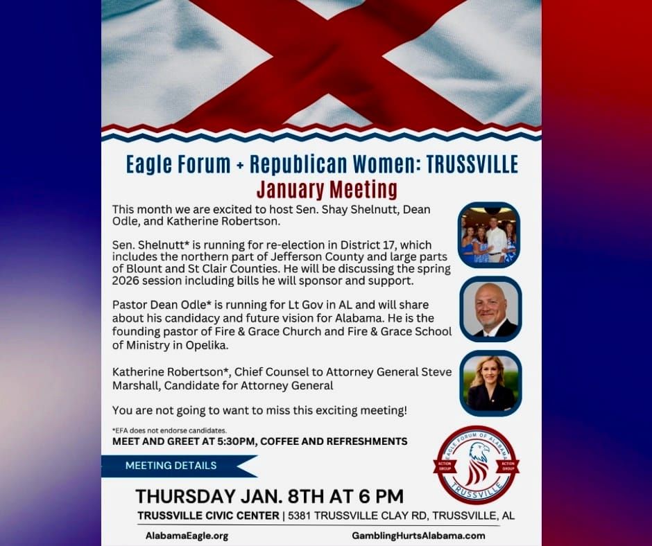 Eagle Forum + Republican Women of Trussville to Meet Jan. 8