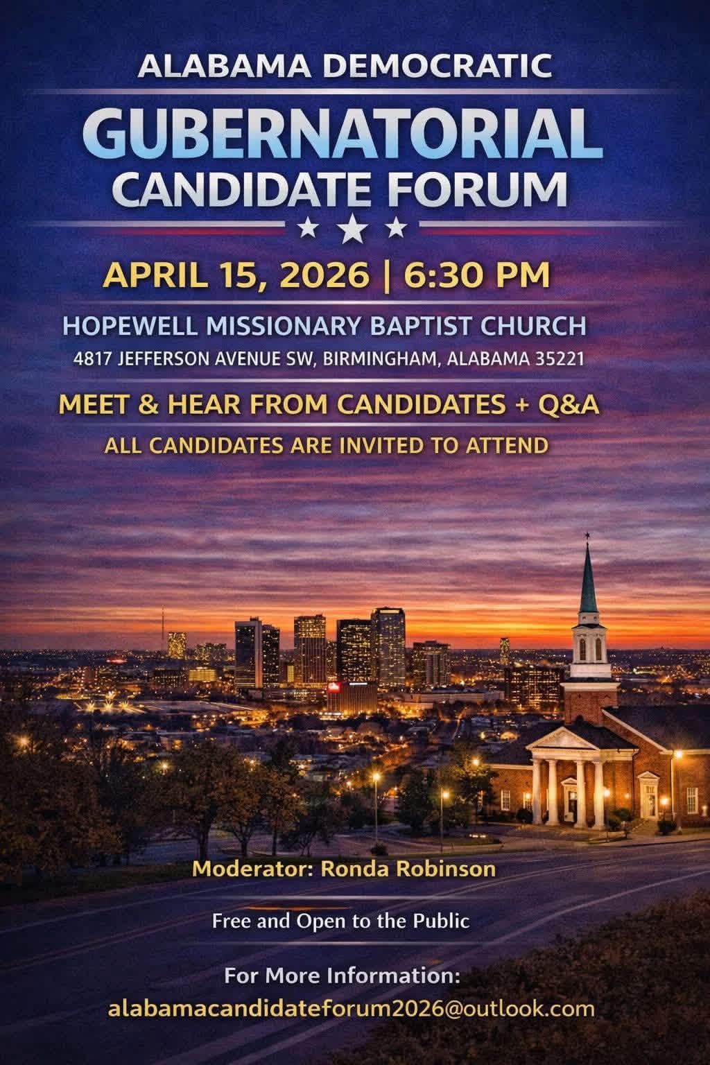 Alabama Democratic Gubernatorial Forum in Birmingham April 15