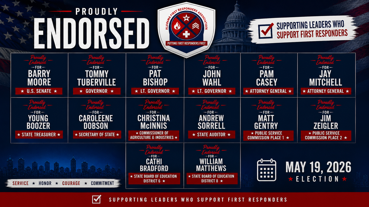 Alabama First Responders Announce Endorsements Ahead of May 19th Election