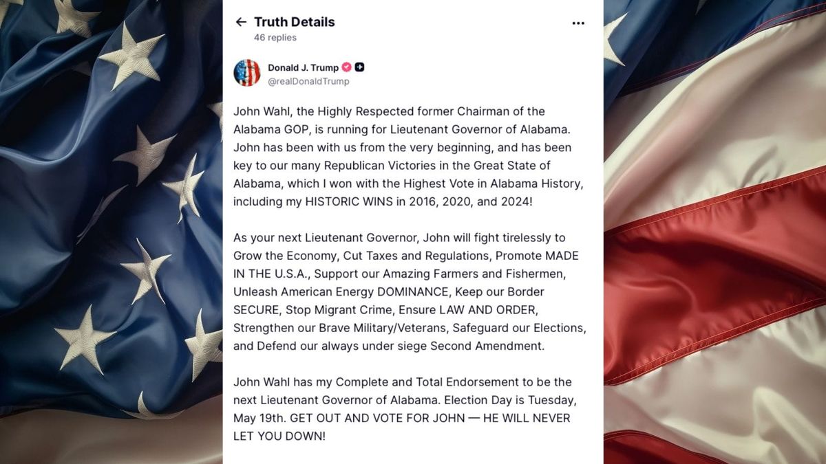 President Trump Calls on Alabama Voters to Get Out and Vote for John Wahl