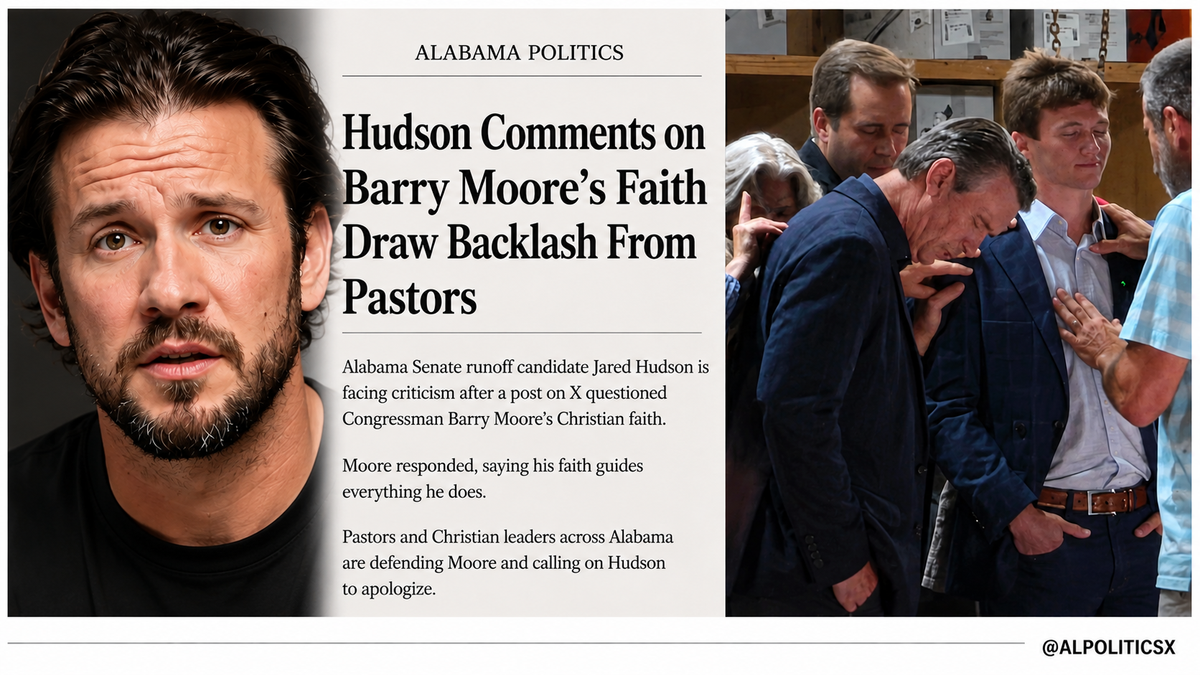 Hudson Comments on Barry Moore’s Faith Draw Backlash From Pastors in Alabama