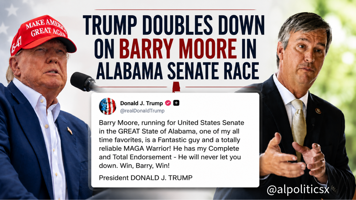 Trump Doubles Down on Barry Moore Endorsement in Alabama Senate Race