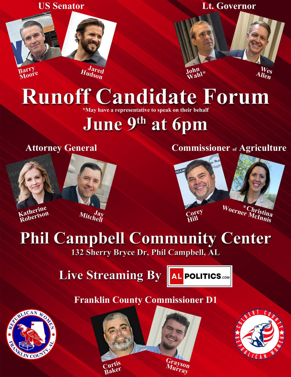 Republican Women of Franklin, Colbert Counties to Host Runoff Forum June 9