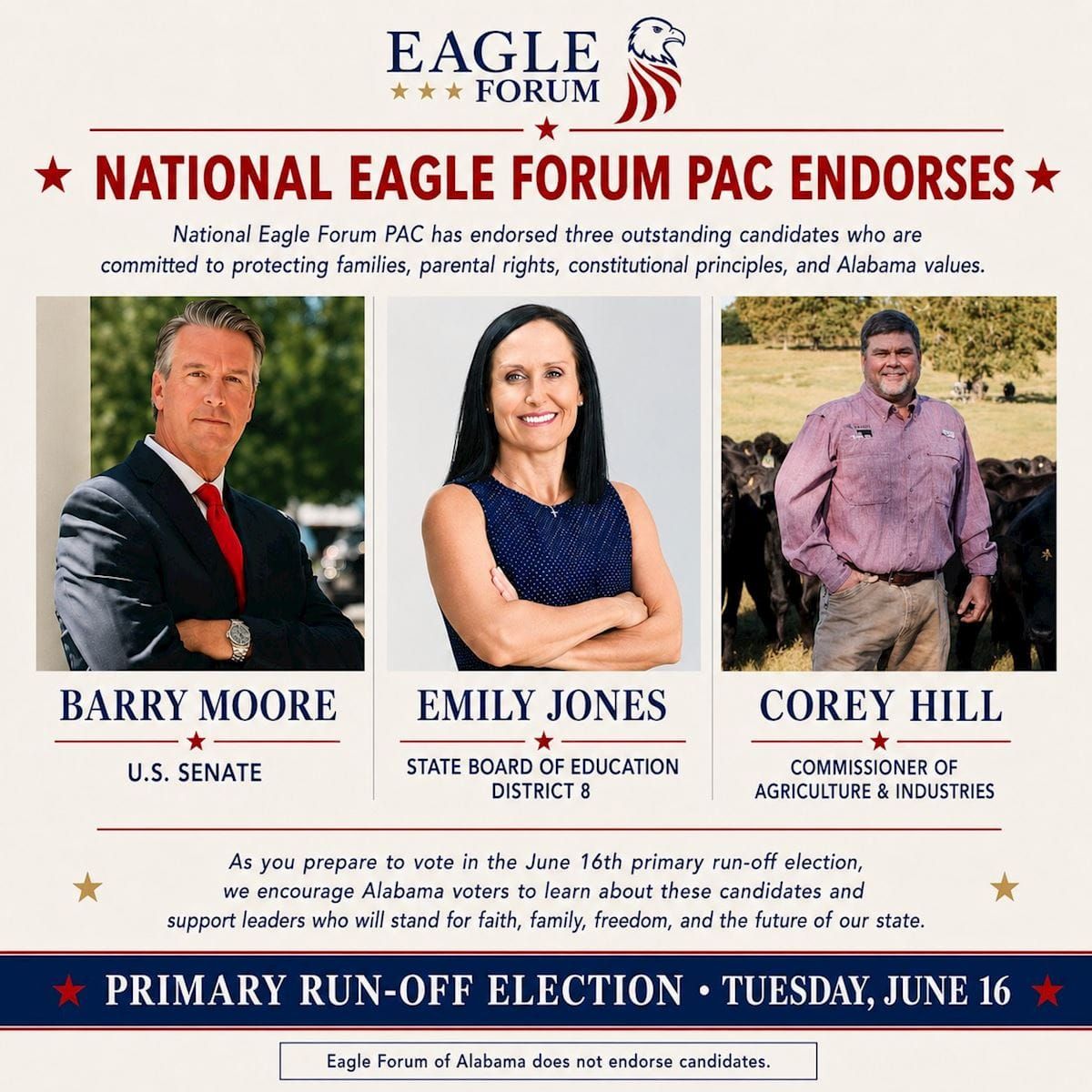 Eagle Forum PAC Endorses Moore, Jones, Hill