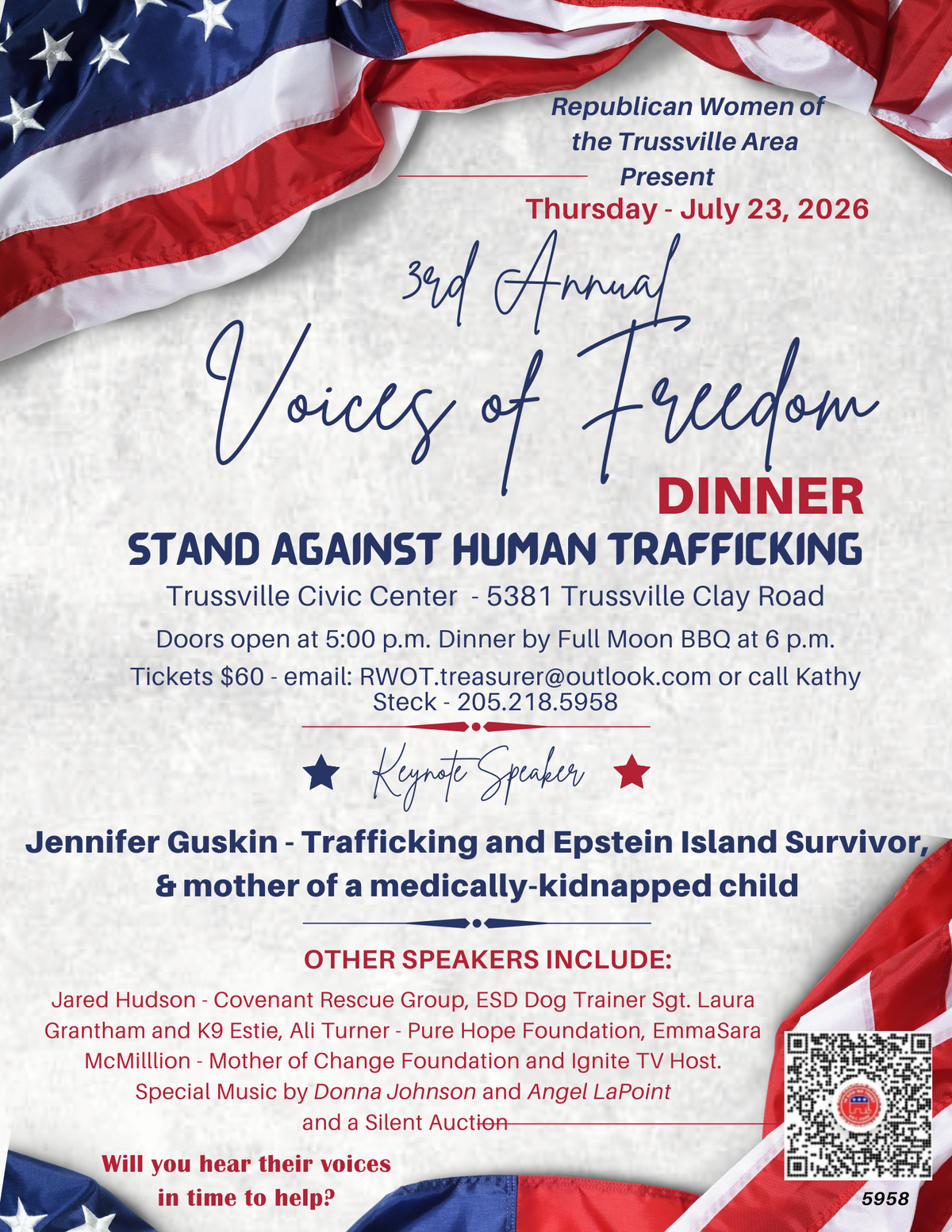 Third Annual Voices of Freedom Dinner to be July 23