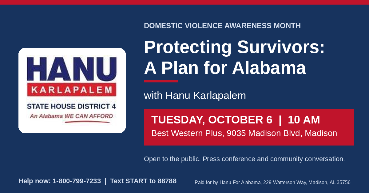 Karlapalem to Host Protecting Survivors of Domestic Violence Event Oct. 6