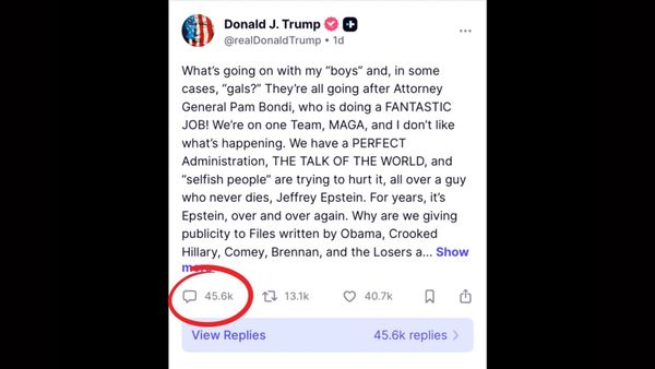 Trump Pro-Bondi Post Ratioed on Truth Social