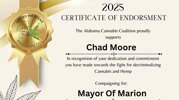 Alabama Cannabis Coalition Endorses Chad Moore for Mayor of Marion, AL