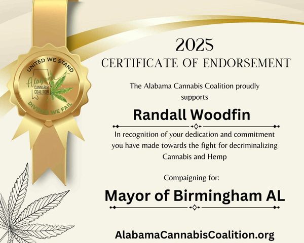 Alabama Cannabis Coalition Endorses Randall Woodfin for Mayor of Birmingham