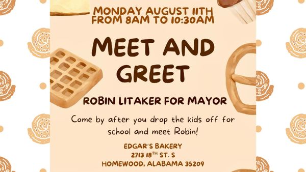 Homewood Mayor Candidate Robin Litaker to hold Meet & Greet Monday, Aug 11th