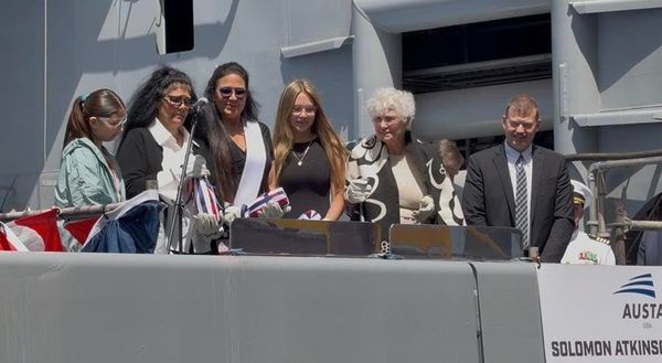 Nicole Jones Wadsworth Attends Christening at Austal USA for USNS Solomon Atkinson