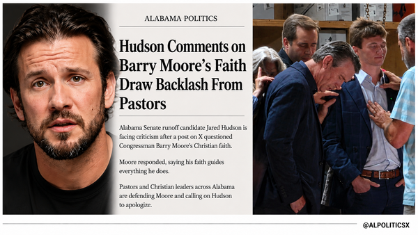 Hudson Comments on Barry Moore’s Faith Draw Backlash From Pastors in Alabama