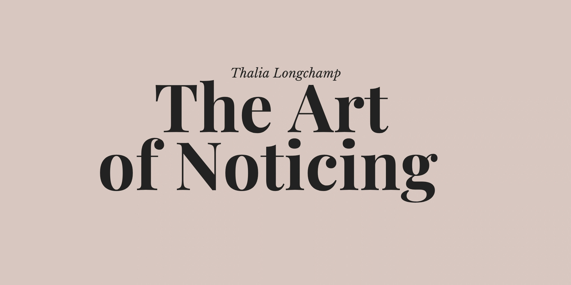 The Art of Noticing