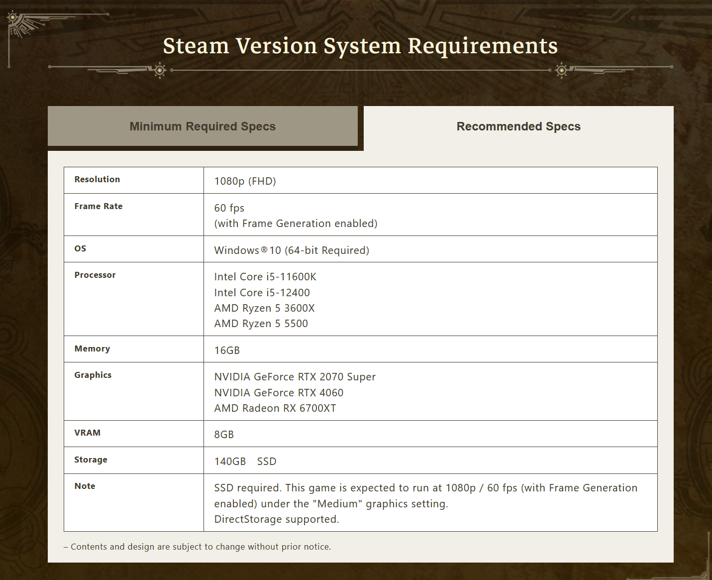 Configuration système requise pour Monster Hunter Wilds sur PC :  r/MonsterHunter