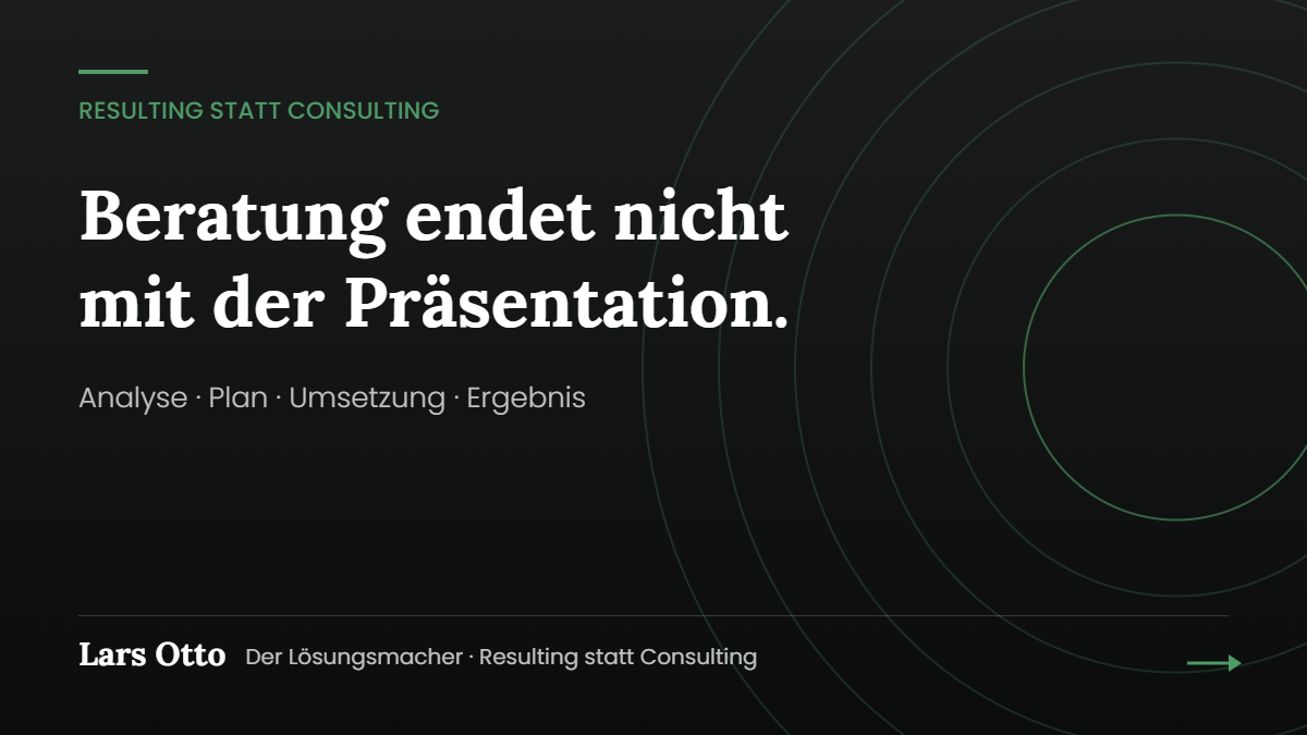Titelgrafik Resulting statt Consulting in Schwarz, Weiß und Grün