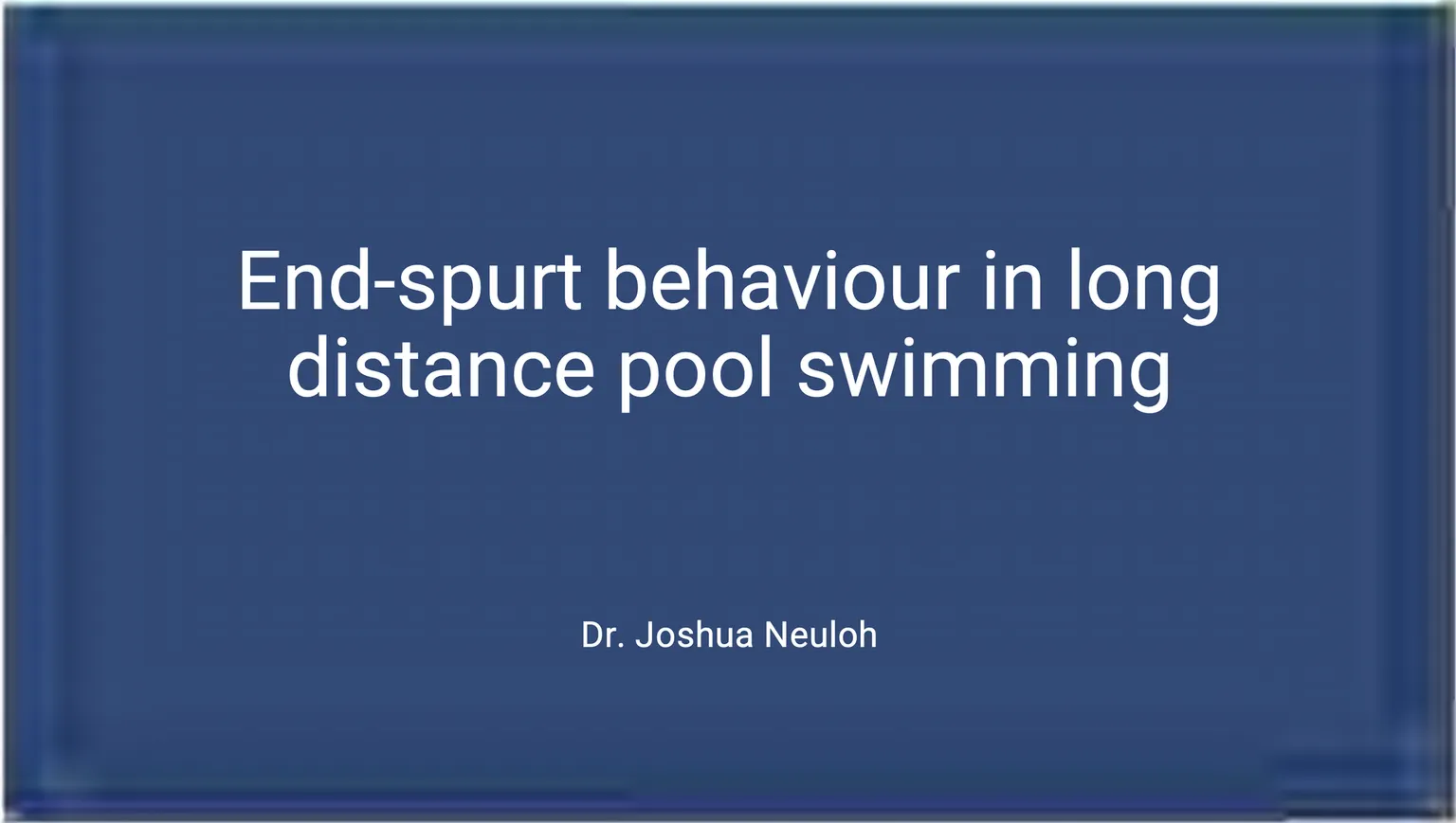 "Pacing und Rennstrategien" mit Dr. Joshua Neuloh
