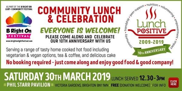 B RIGHT ON LGBT+ Community Festival: Lunch Positive Community Lunch & Celebration on Saturday