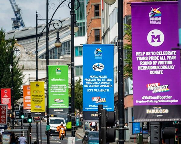 Brighton & Hove Pride puts community messages at the heart of city-wide lamp post campaign for 30th Anniversary
