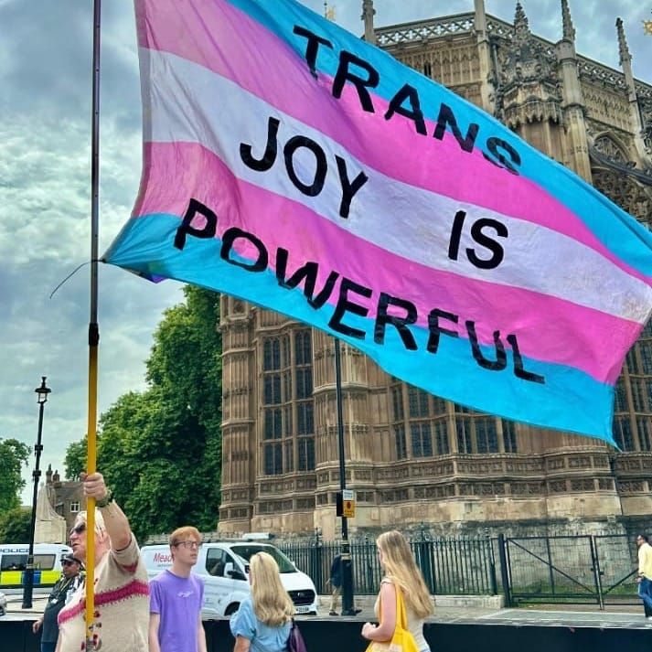 Hundreds gather outside UK Parliament to protest proposed guidelines that would restrict access to certain single-sex spaces