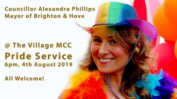 Mayor of Brighton and Hove to speak at the Village MCC Pride Service