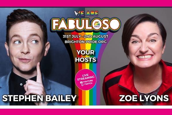 Stephen Bailey & Zoe Lyons to host Brighton & Hove Pride Online – We Are FABULOSO!