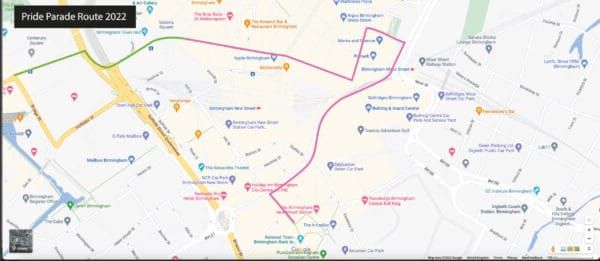 New parade route for Birmingham Pride’s 25th anniversary
