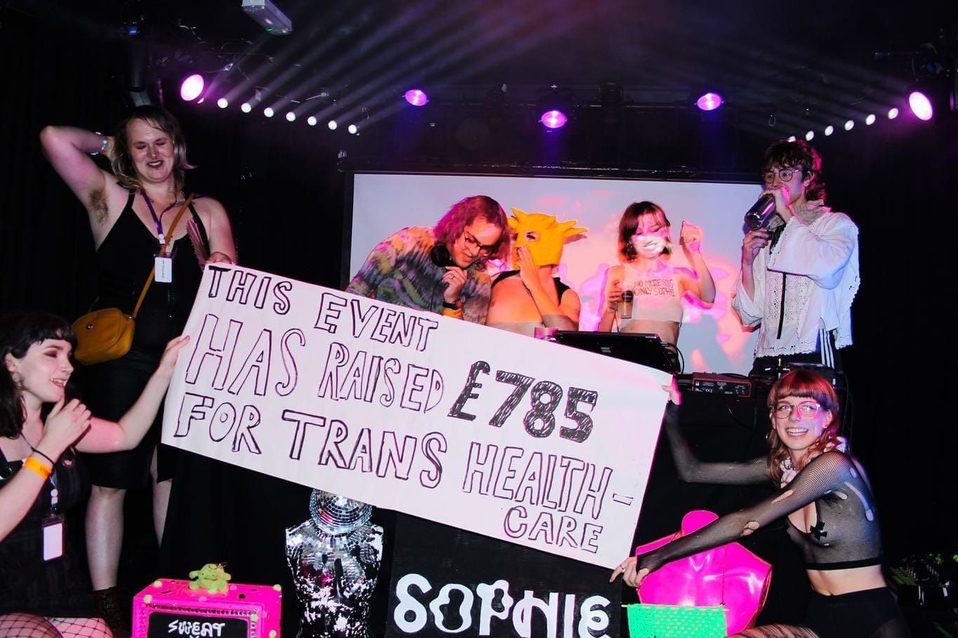 A fantastic £785 raised for transfem causes at Komedia Brighton