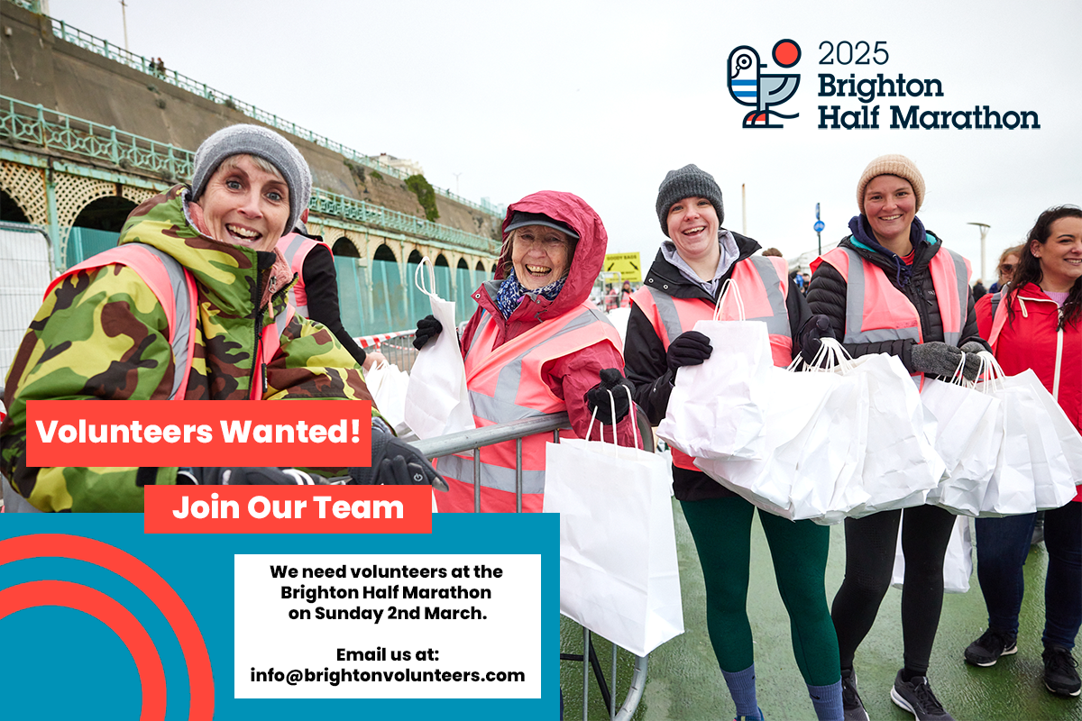 Brighton Half Marathon 2025, a fundraising event to raise funds for Sussex Beacon services, seeks volunteers for this year’s event
