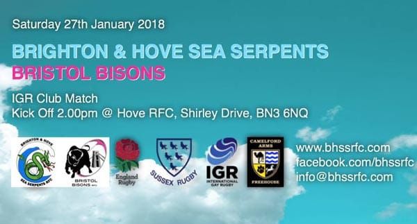 Sea Serpents RFC play Bristol Bisons tomorrow in Hove