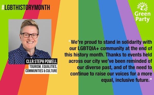 LGBTQ+ History Month “another powerful reminder to stand up for equality for all,” say Greens