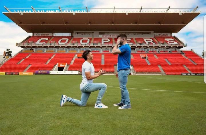 Gay footballer Josh Cavallo proposes to his boyfriend at Adelaide United’s Coopers Stadium