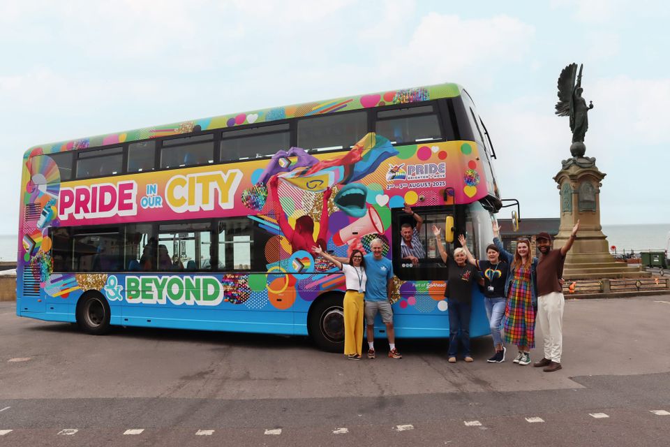 Brighton & Hove Buses launches brand-new Pride Bus, named after David Raven aka Maisie Trollette
