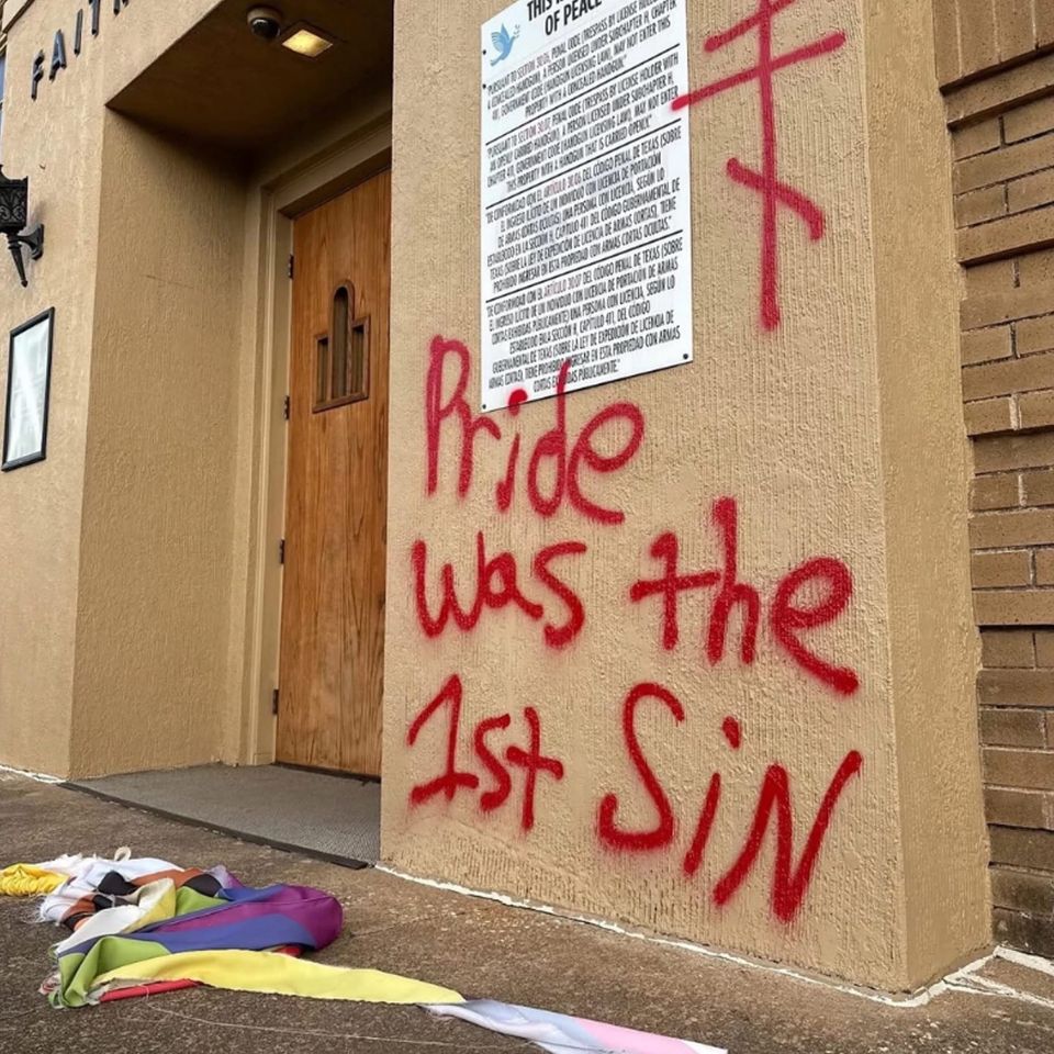 LGBTQ-affirming church in South Austin, Texas, vandalised and Pride Flag torn down
