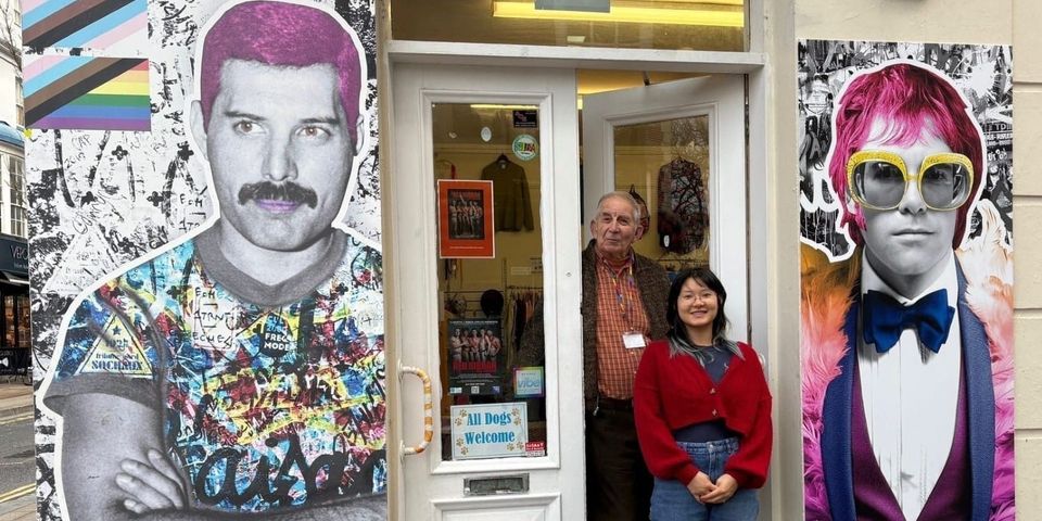 Sussex Beacon unveils mural of  Sir Elton John at St James’s St shop, in direct response to homophobic graffiti attack