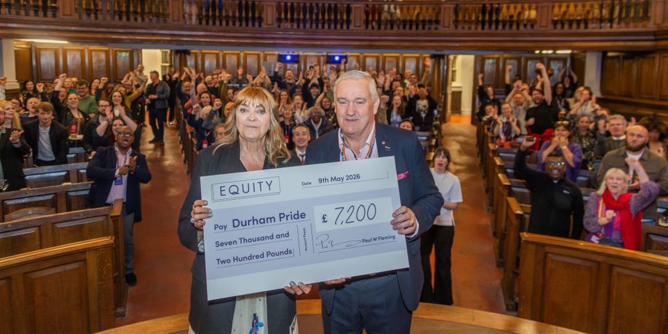 Equity presents Durham Pride with £7,000+ donation after Reform UK cuts funding