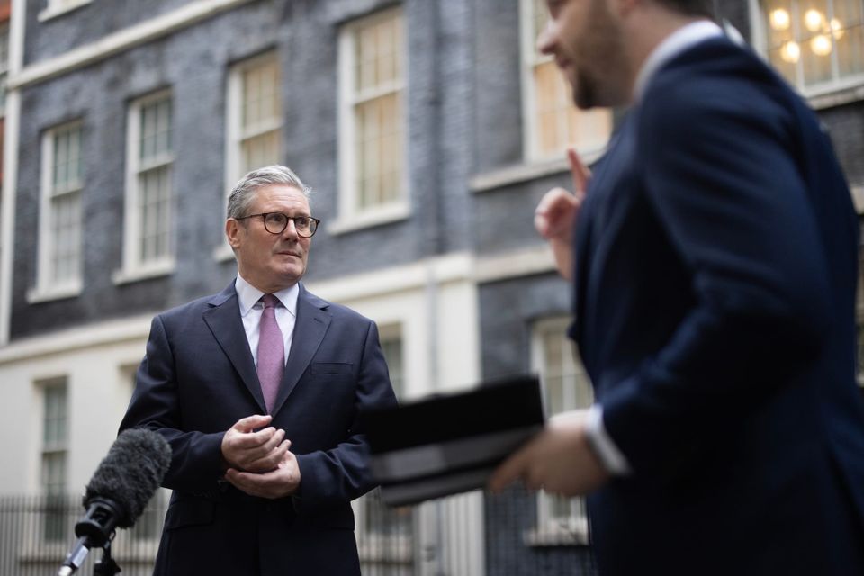 Prime Minister Keir Starmer speaks outside 10 Downing Street