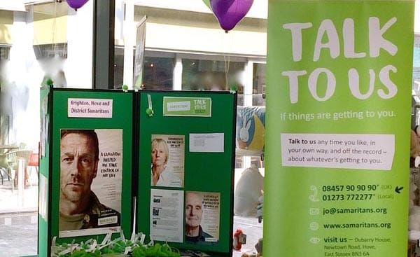 Samaritans volunteers in Brighton and Hove answered 61,796 calls for help last year