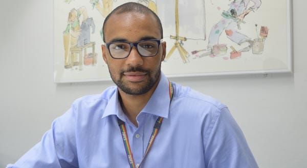 Health Trust employees wear Rainbow Lanyards