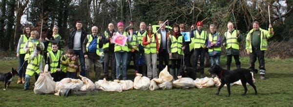 Volunteer litter pickers clean up the city