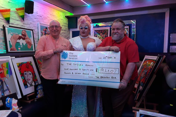 The Brighton Box, Affinity Bar Brighton and artist Sid Spencer raise over £900 for the Sussex Beacon