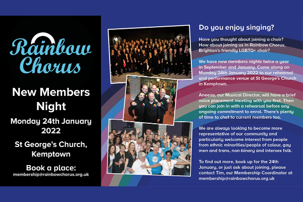 Rainbow Chorus – New Members night announced