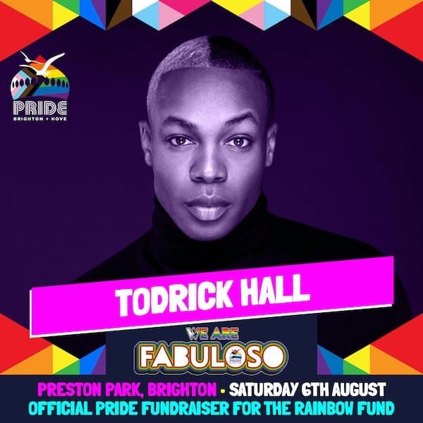 Todrick Hall added to main stage line-up at Brighton & Hove Pride on Saturday, August 6