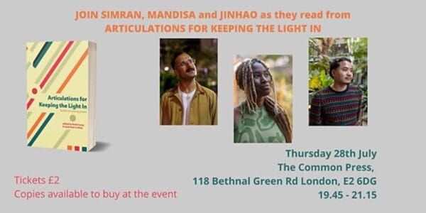 Queer poetry event with Simran Uppal, mandisa apena and Jinhao Xie