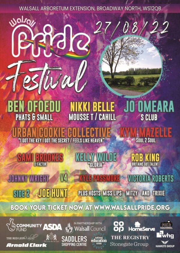Walsall Pride announces line-up acts for Pride event on Saturday, August 27